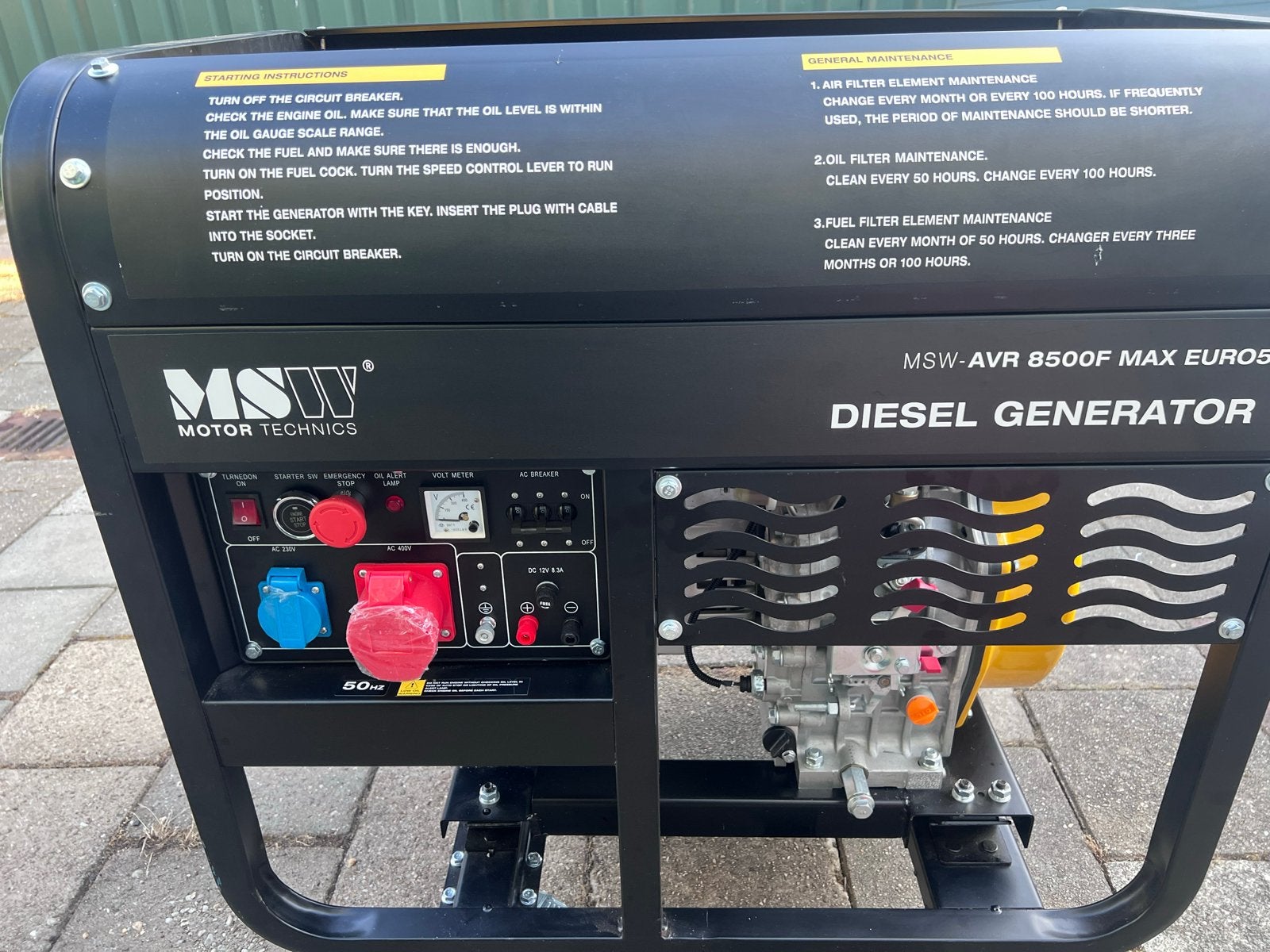 MSW-AVR 8500F MAX EURO5 Diesel Generator - Zo goed als nieuw, Elektrisch startend, Dieselolie, Ophalen of Verzenden, Zo goed als nieuw