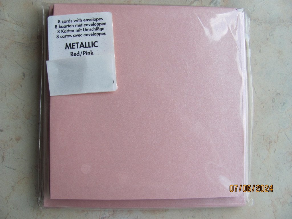 NIEUW 8 x METALLIC dubbele KAARTEN papier ENVELOP vierkant, Ophalen of Verzenden, Nieuw, Overige thema's, Overige typen
