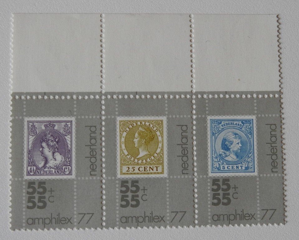 3 postzegels  Amphilex 1977 , Verzenden, Na 1940, Postfris