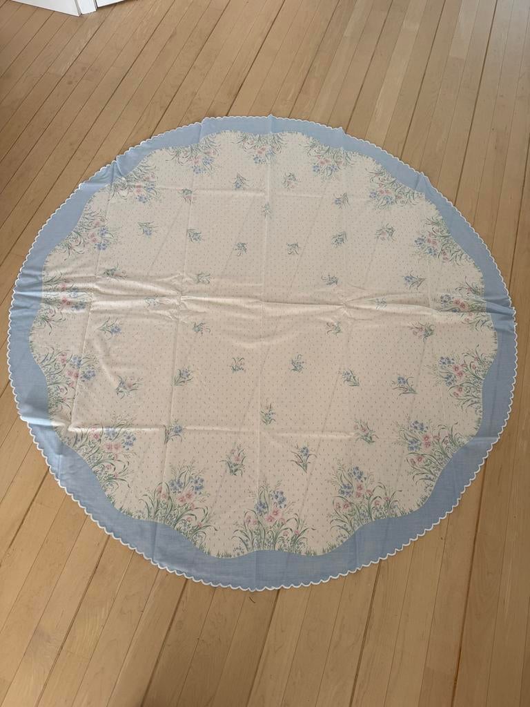 Rond katoenen tafelkleed met schulprand - 160 cm, Huis en Inrichting, Ophalen of Verzenden, Nieuw, Rond, Binnen