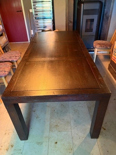robuuste stamtafel/eettafel, Ophalen, Gebruikt, Koloniaal, Teakhout