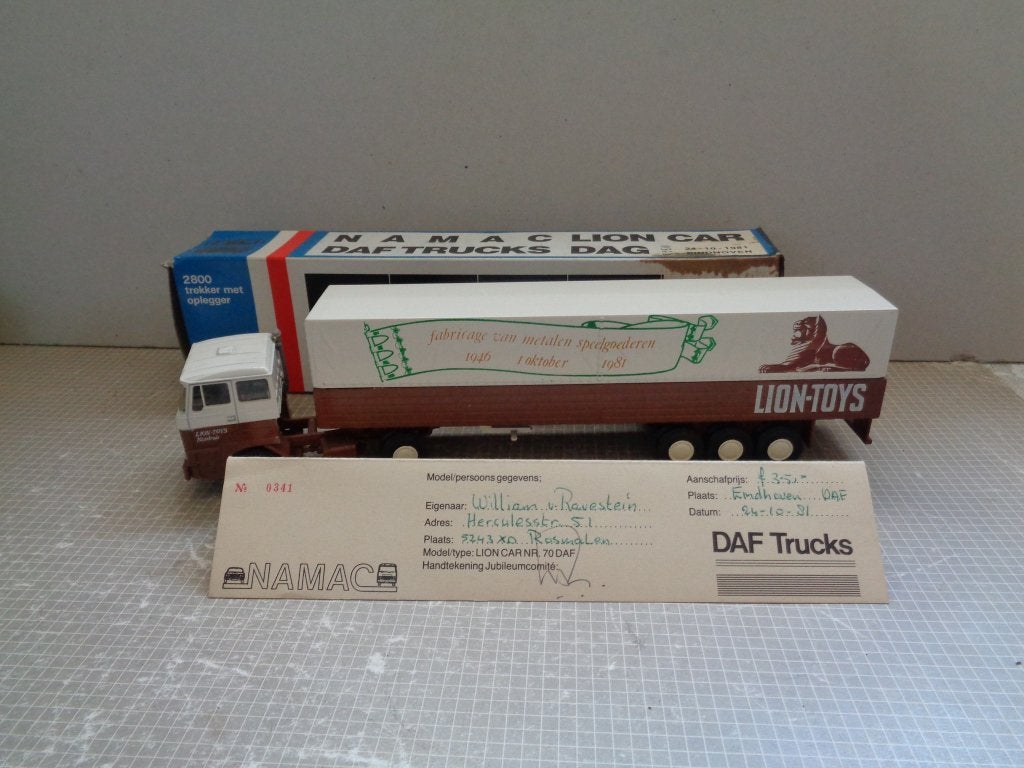 lion car daf 2800 namac, Ophalen of Verzenden, Zo goed als nieuw, Bus of Vrachtwagen, Lion Toys