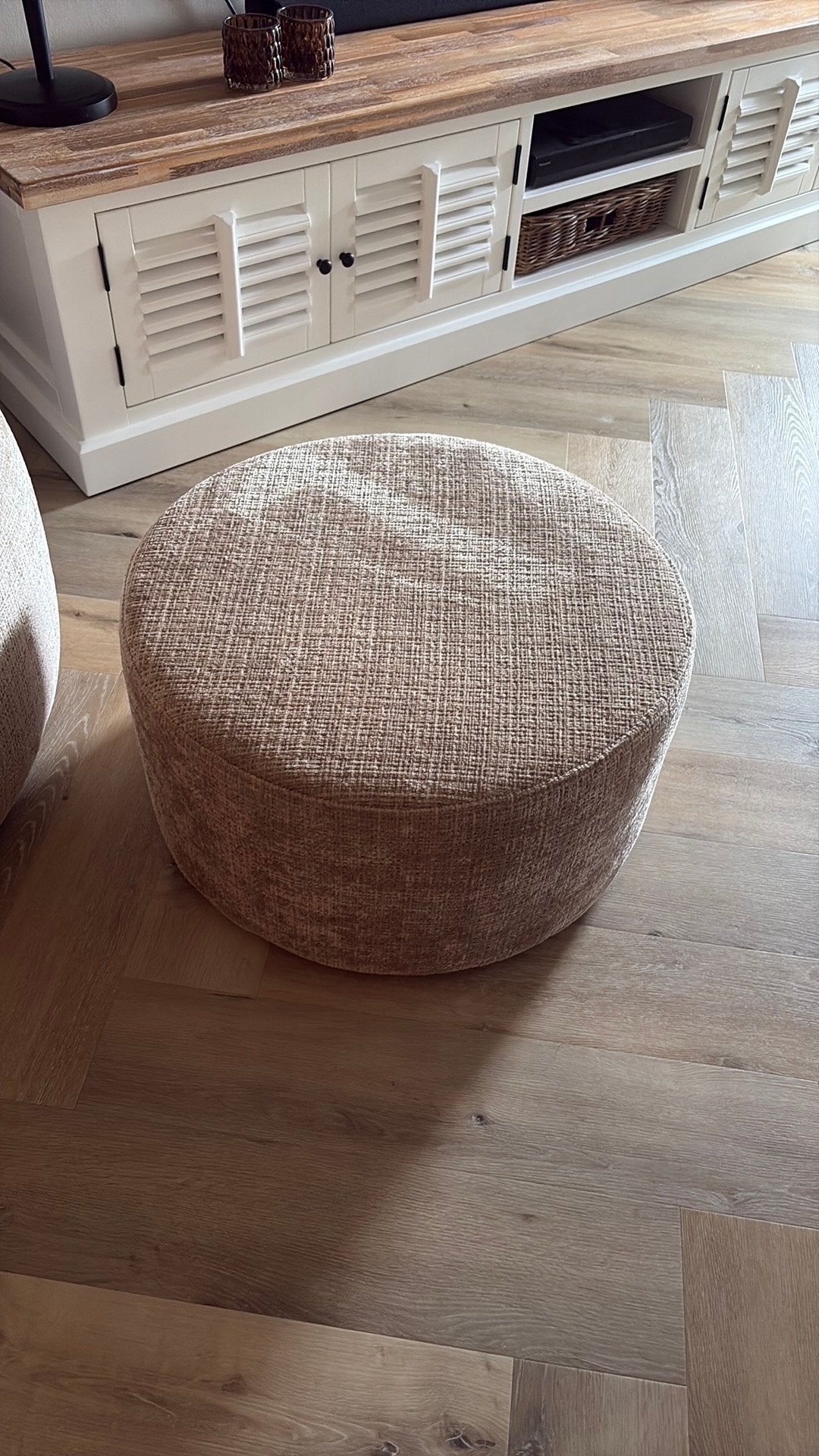 My Sofa Hocker Rond 60cm Cremona 14 Taupe, Huis en Inrichting, Ophalen of Verzenden, Zo goed als nieuw, Rond, 50 tot 75 cm