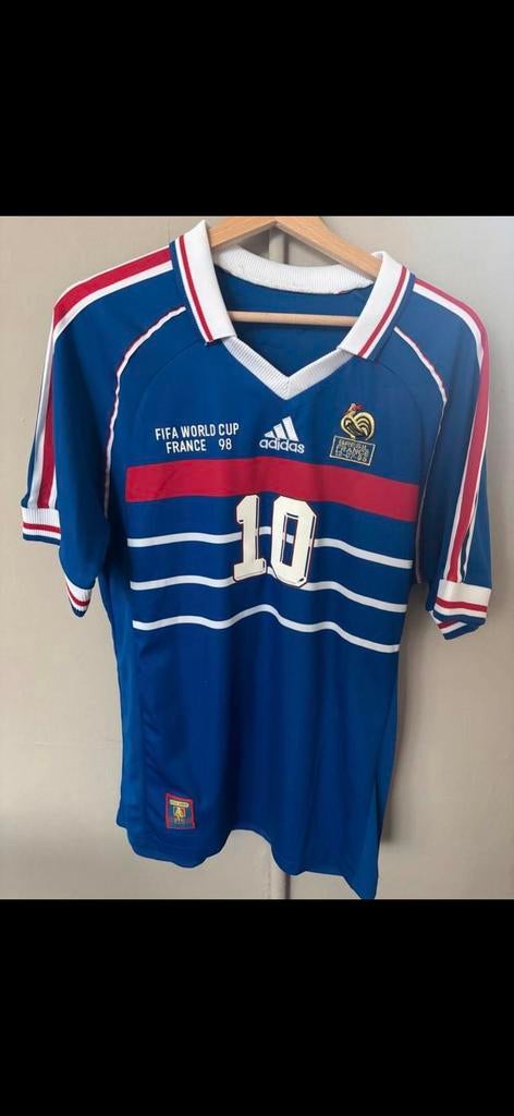 Zidane WK 1998 Frankrijk Thuisshirt - Maat L, Maat 52/54 (L), Blauw, Ophalen of Verzenden, Zo goed als nieuw
