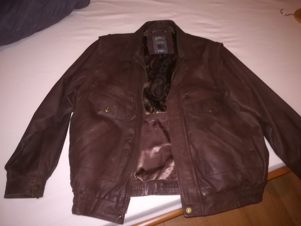 leren bruine herenjas, Ophalen of Verzenden, Zo goed als nieuw, Maat 52/54 (L), Bruin