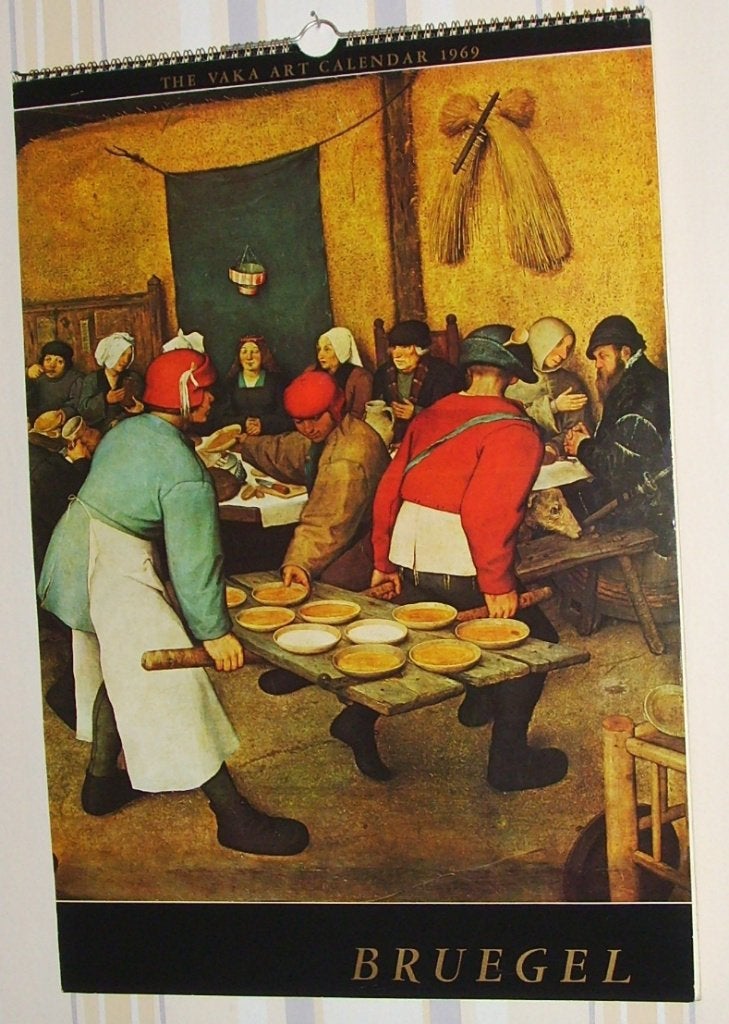 Art Kalender met collectie van Pieter Bruegel, 1969., Ophalen of Verzenden, Maandkalender