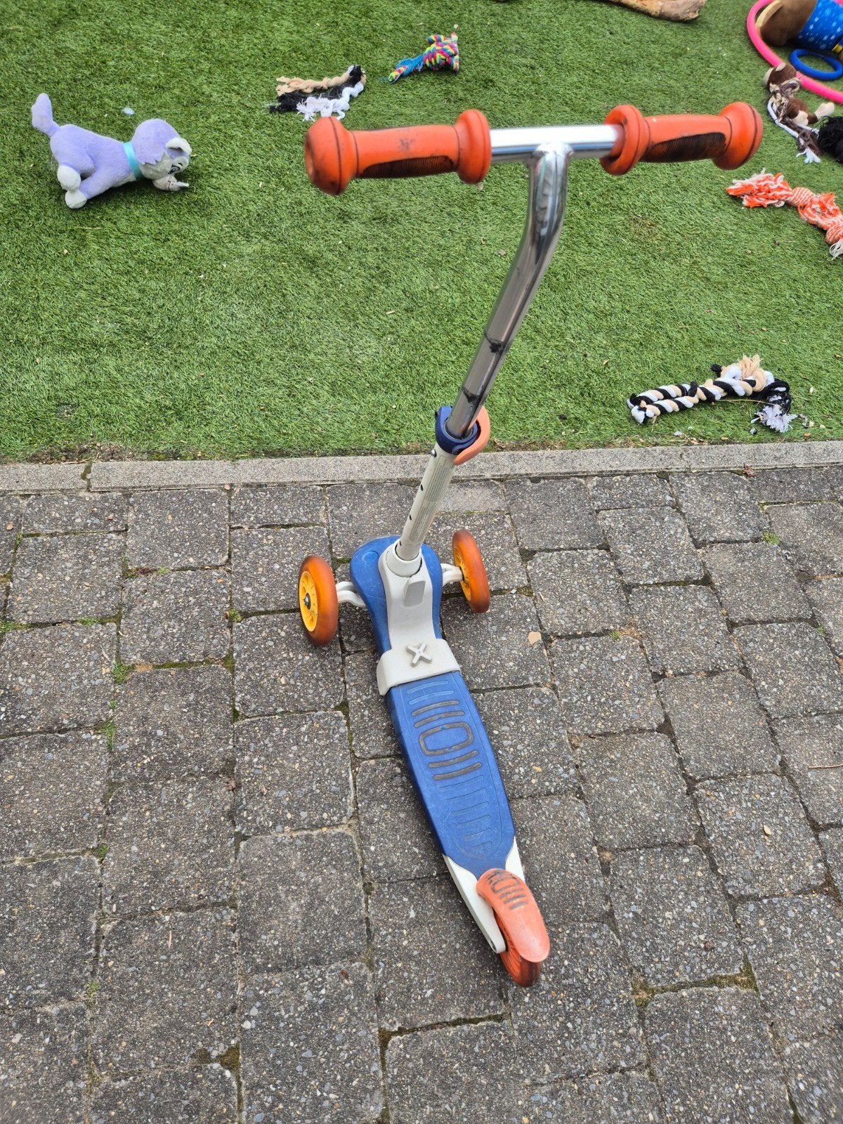Kinderstep met 3 wielen - Blauw/Oranje, Fietsen en Brommers, Ophalen, Gebruikt, Gewone step, Onbekend