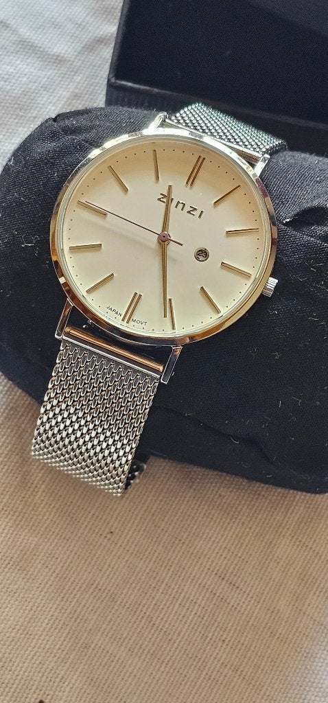 Zinzi horloge met zilverkleurige mesh band, Sieraden, Tassen en Uiterlijk, Overige merken, Staal, Staal, Polshorloge