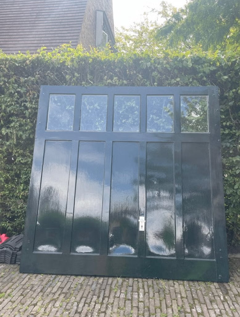 Authentieke Garagedeur - 235x235 cm jaren 30 stijl, Ophalen, Gebruikt, Garagedeur, Hout