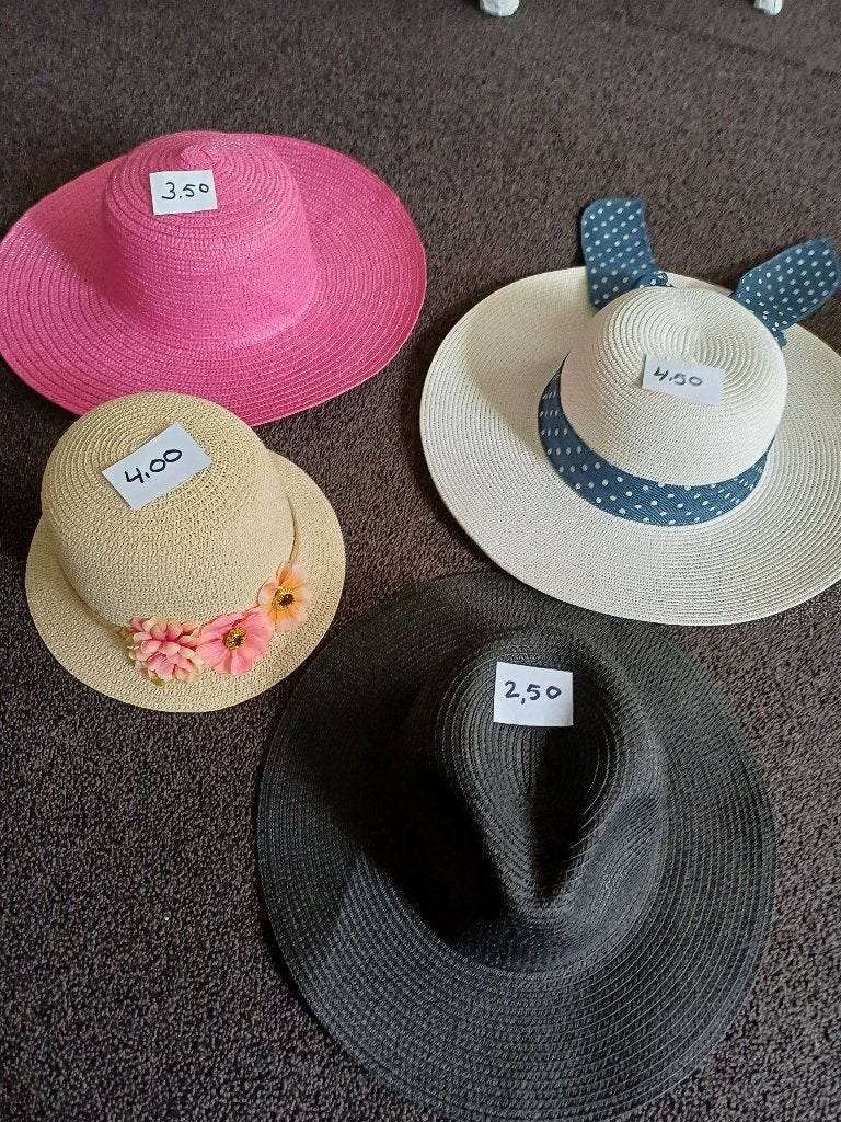 4 ZOMER HOEDJES DAMES, Ophalen of Verzenden, Nieuw, 56 of 57 cm (M, 7 of 7⅛ inch), Hoed