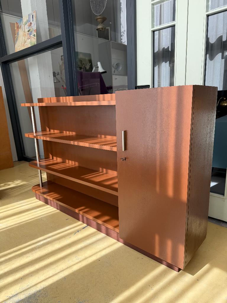 Art deco wall unit, antieke vintage wandkast, boekenkast, Huis en Inrichting, Kasten | Boekenkasten, Gebruikt, 150 tot 200 cm