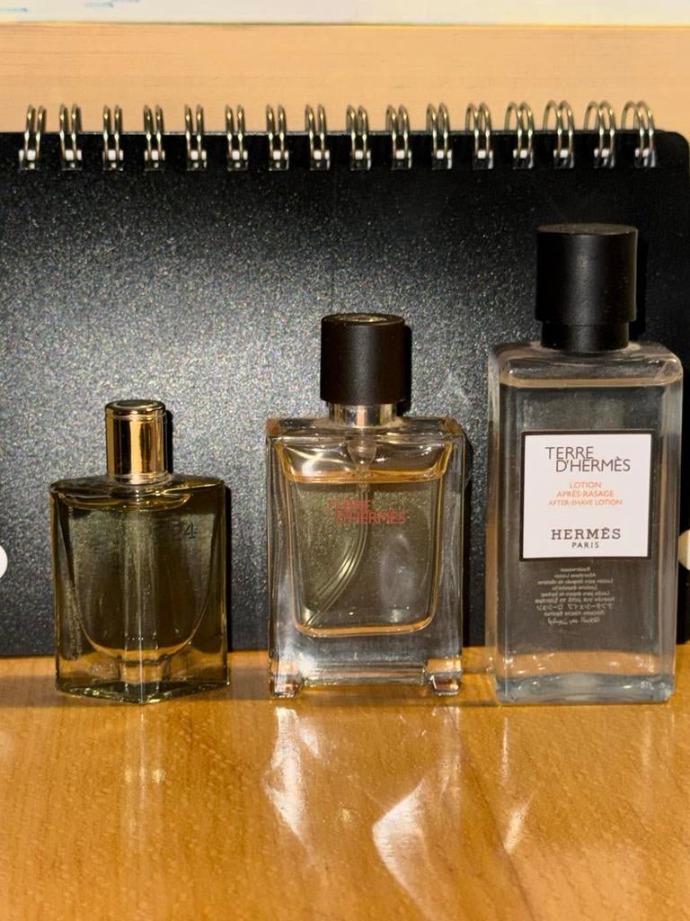 Hermès Parfum Miniatuur Set - Terre d'Hermès & meer, Ophalen of Verzenden, Zo goed als nieuw, Miniatuur