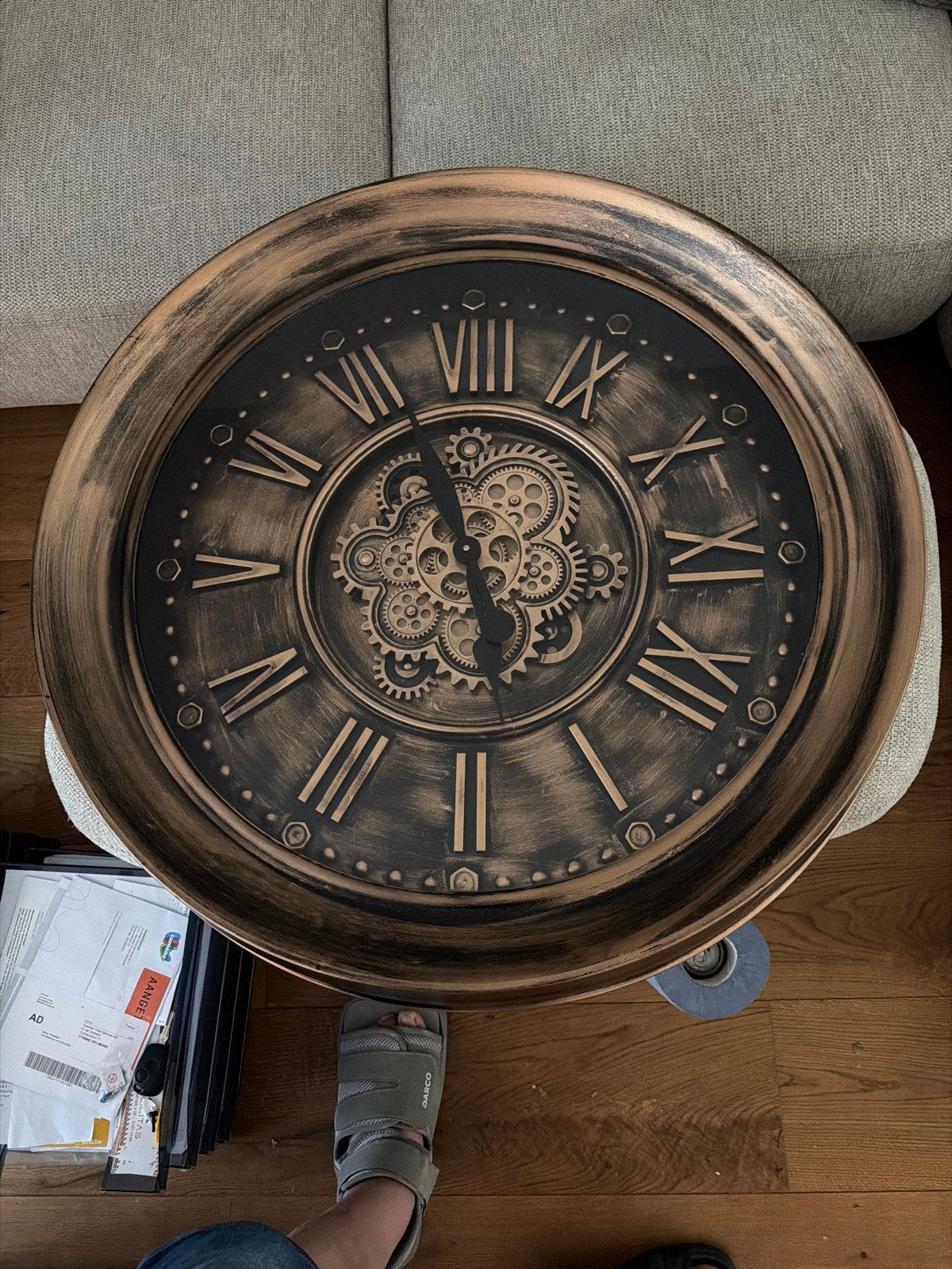 Grote Vintage Wandklok met Zichtbaar Uurwerk, Zichtbaar uurwerk, Vintage, Analoog, Ophalen of Verzenden