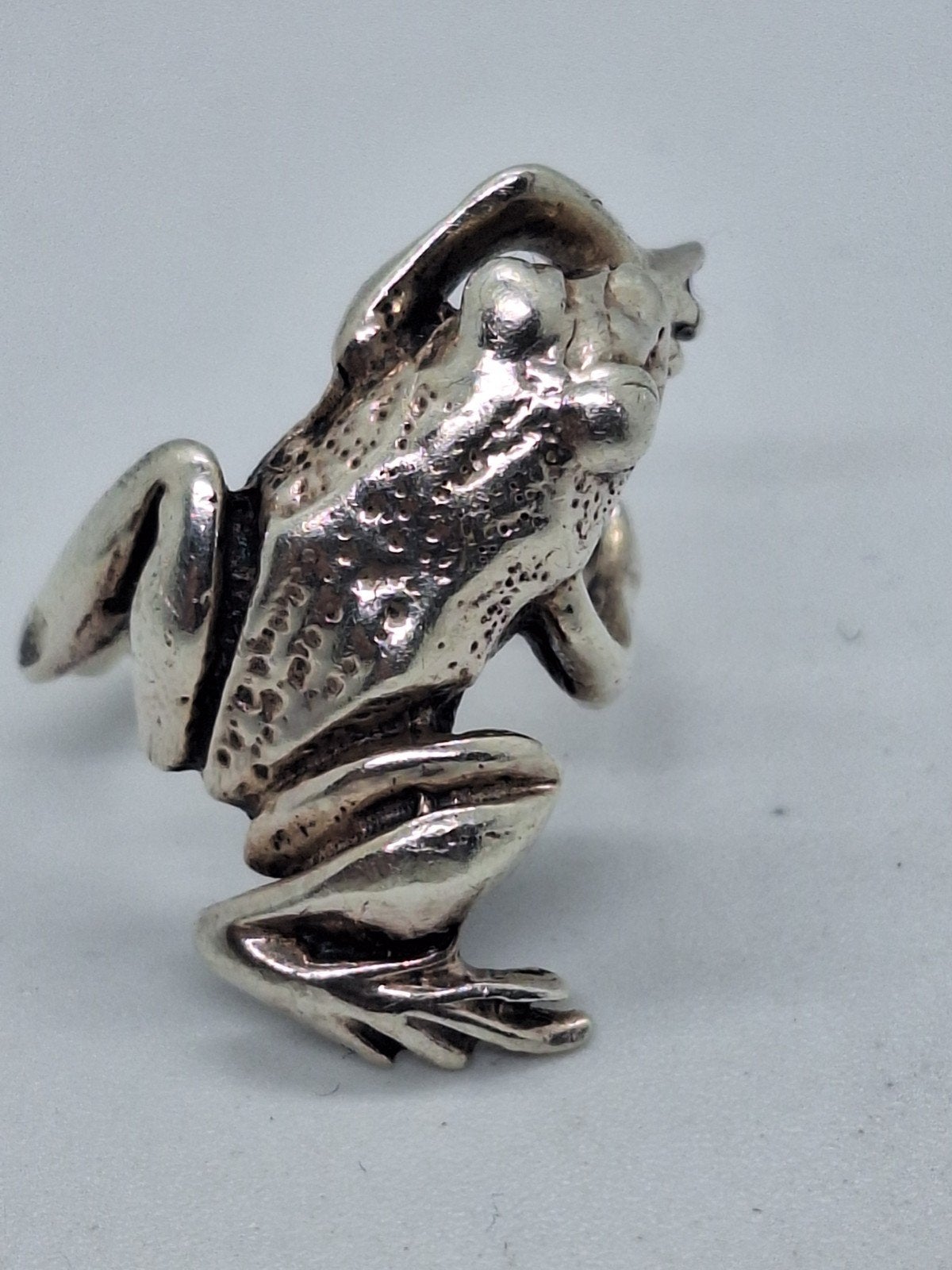 Vintage Zilveren Kikker Ring - Prachtige Staat - Maat 16.5, Ophalen of Verzenden