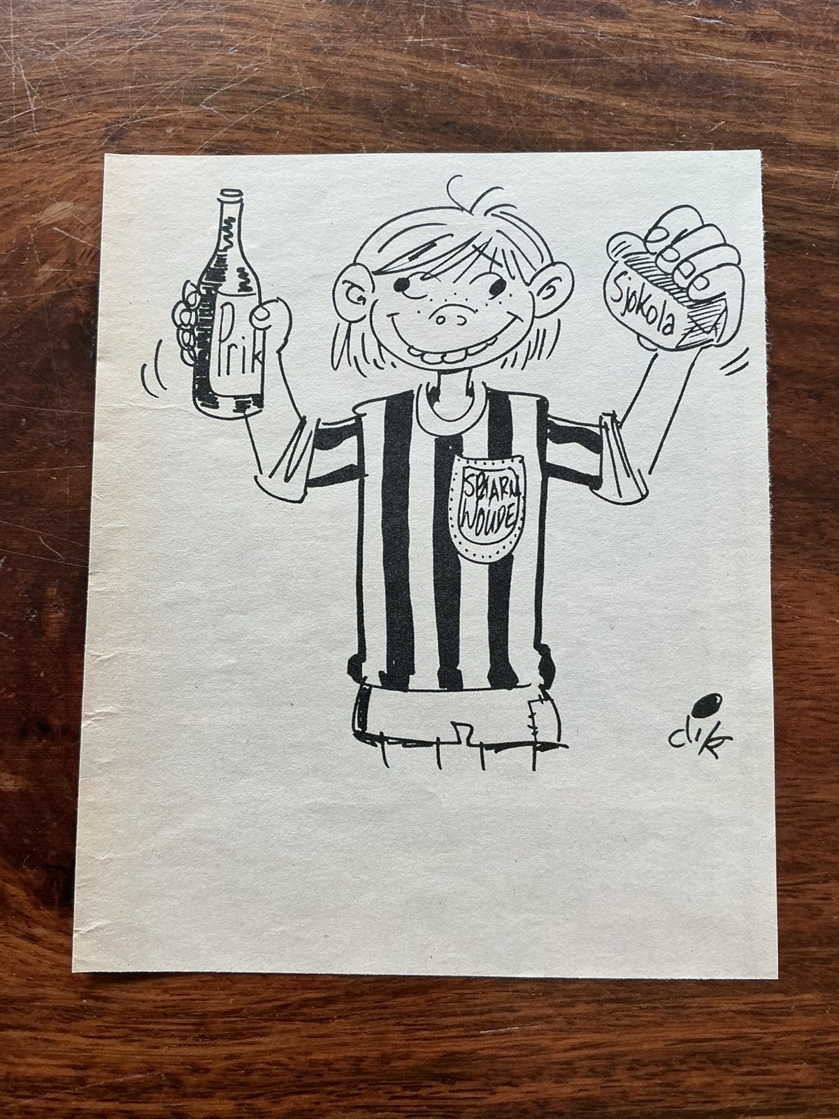 Voetbal karikatuur Dik Bruynesteyn Spaarnwoude febr 1974, Ophalen of Verzenden, 1960 tot 1980, Knipsel(s)