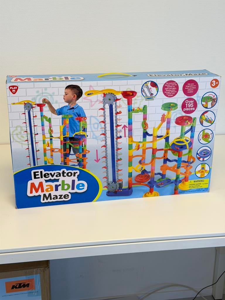 Gemotoriseerde Marble Race Knikkerbaan met Lift 195+ Delen, Jongen of Meisje, Ophalen of Verzenden, Zo goed als nieuw, H