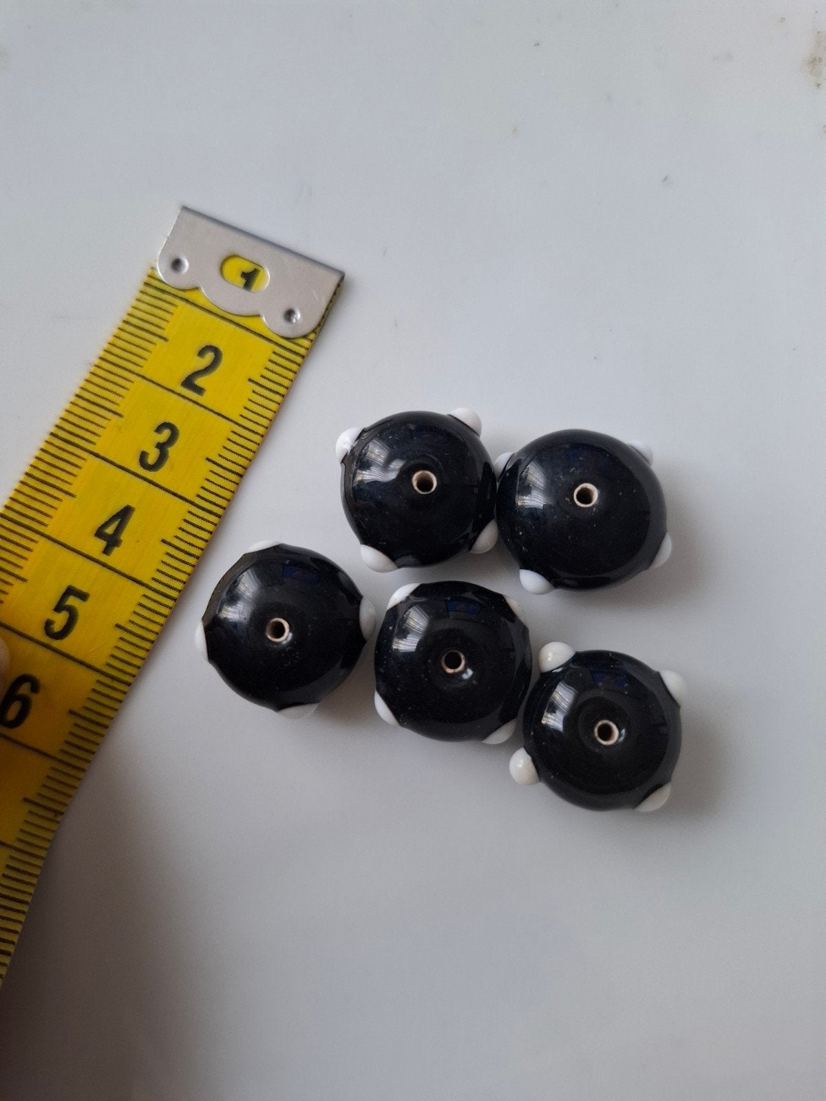 5 stuks grote lampwork glaskralen zwart wit kralen, Kraal, -, -, Nieuw