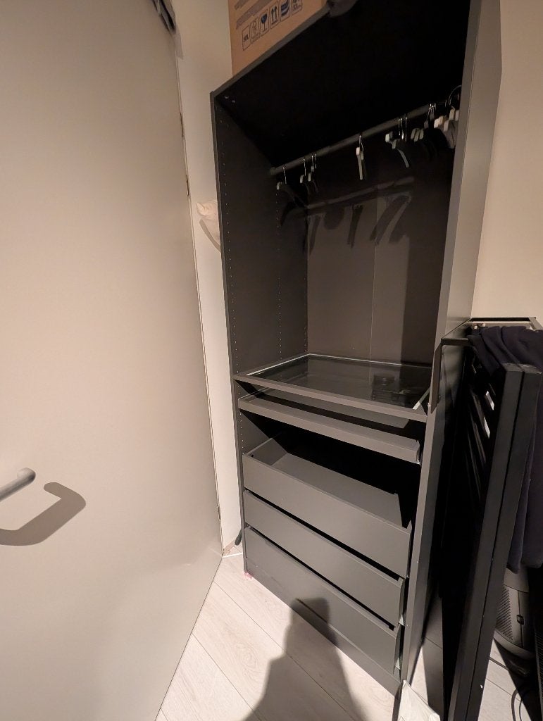 Ikea pax grijs, Huis en Inrichting, Ophalen, Overige materialen, Met lade(s), Gebruikt