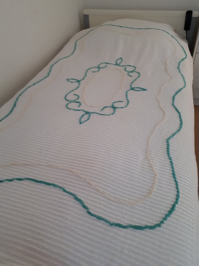 Lekkere luchtige katoenen chenille bedsprei 1 persoons, Eenpersoons, Wit, Katoen, Ophalen of Verzenden