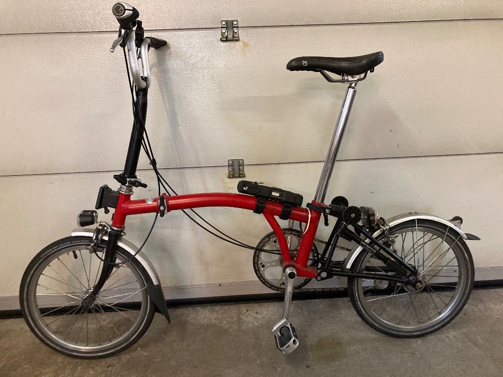 Brompton vouwfiets M3L - rood, Ophalen, Brompton, Velgrem, 16 tot 18 inch