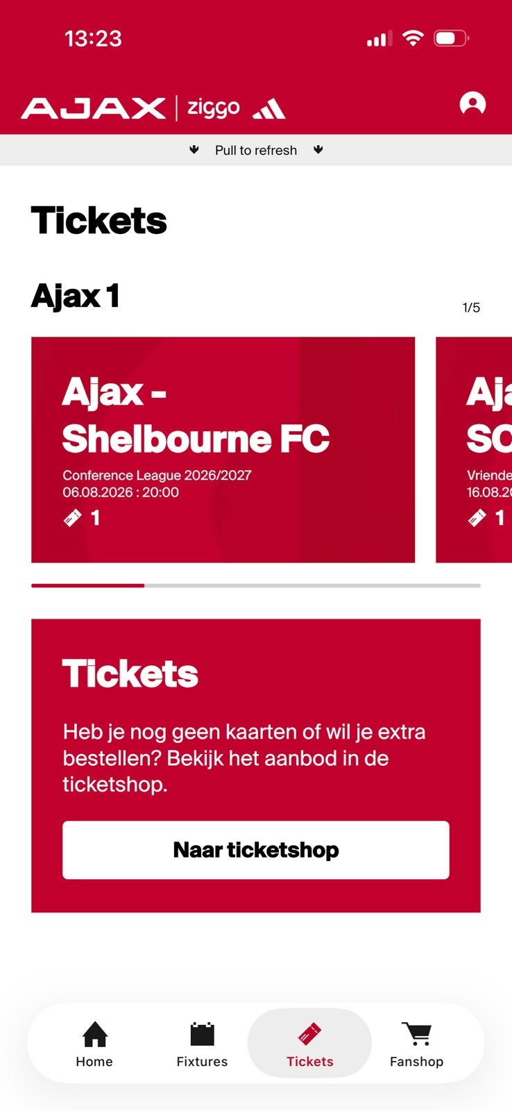 Ajax shelbourne conferance League Amsterdam arena, Tickets en Kaartjes, Eén persoon