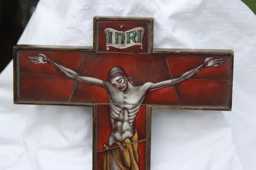Mooi oud opaline kruis Christus aan het kruis v kunsthandel, Ophalen of Verzenden, Gebruikt, Overige typen, Christendom | Katholiek