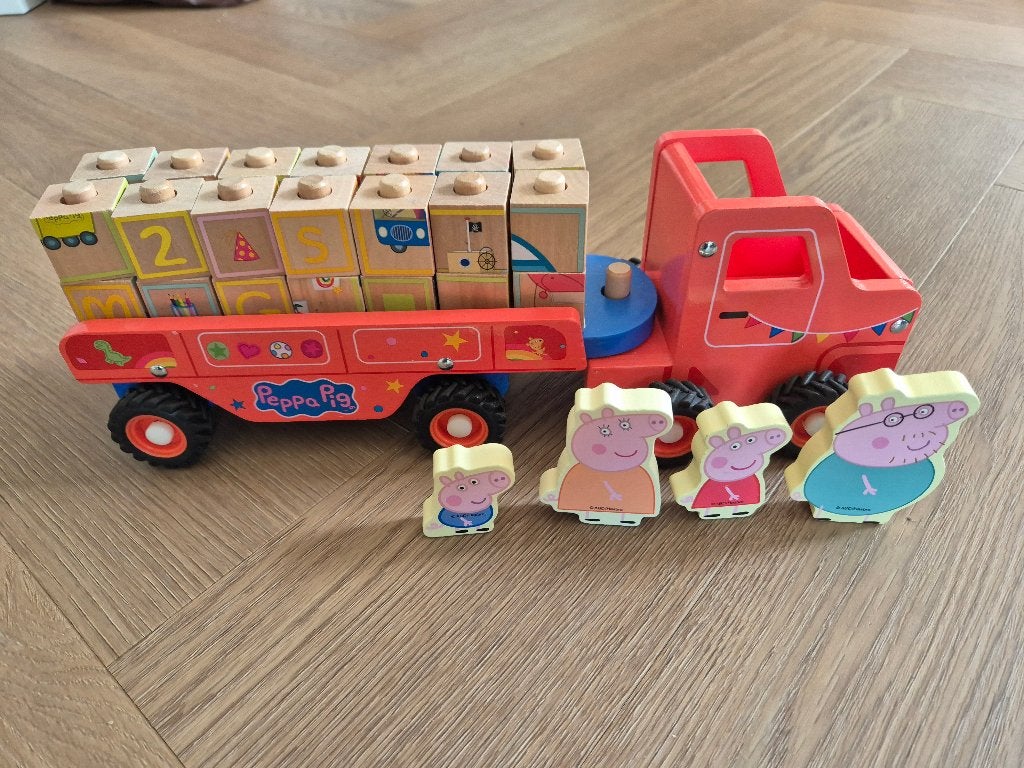 Peppa Pig - vrachtwagen - hout, Ophalen of Verzenden, Gebruikt, Overige typen