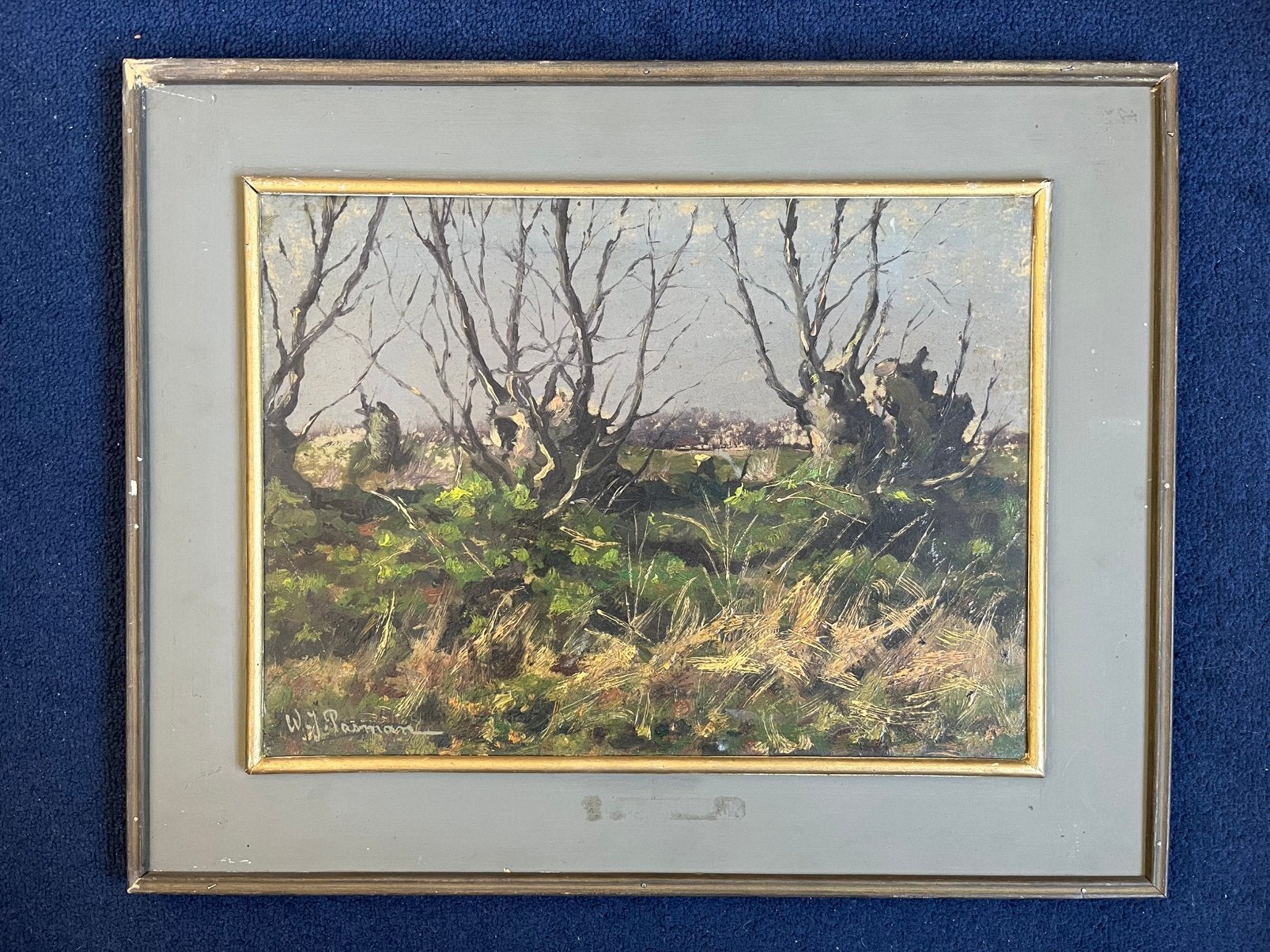 W.J. Pasman Schilderij Landschap Bomen WJ Klassiek, Antiek en Kunst, Kunst | Schilderijen | Klassiek, Paneel, Nederlandse school