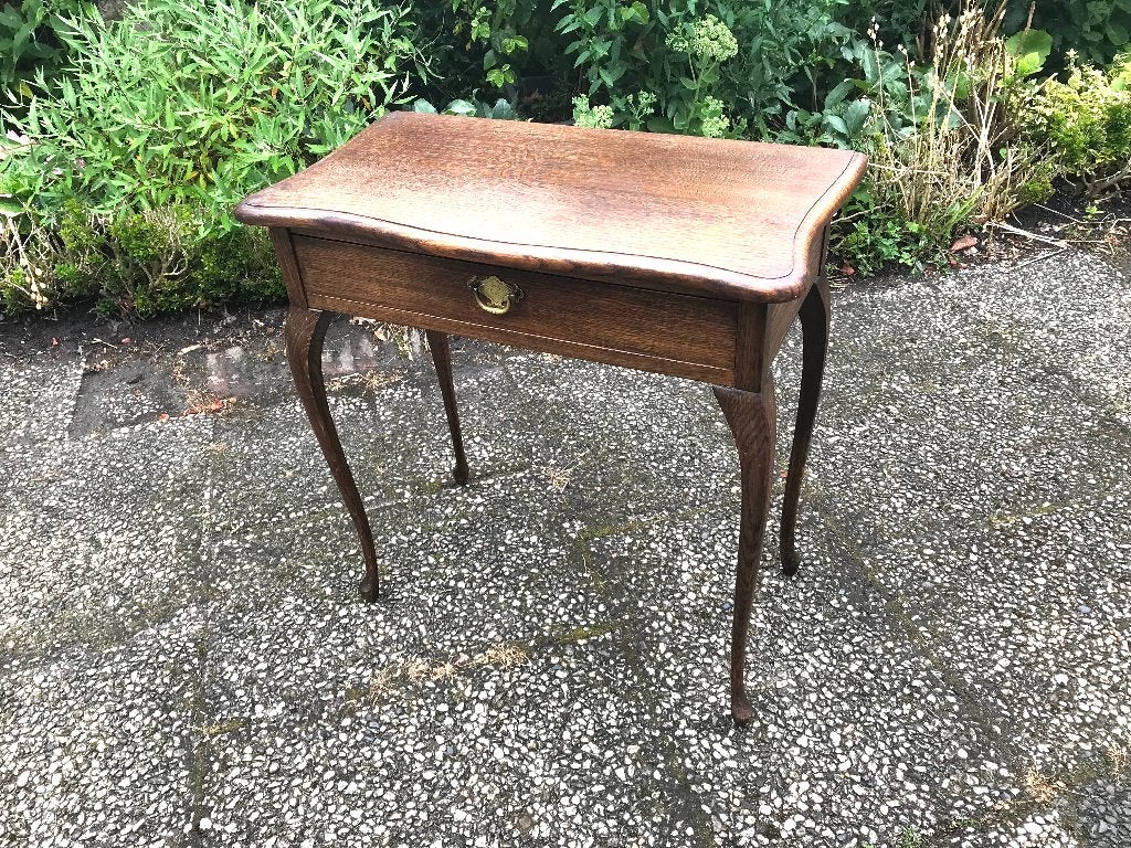 Eiken antiek wandtafeltje met lade, Antiek en Kunst, Ophalen