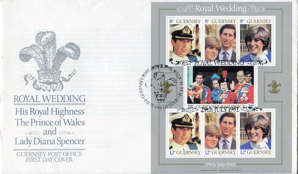 Charles and Diana, Guernsey, wedding 29 juli 1981, Postzegels en Munten, Verzenden, Overige landen, Gestempeld