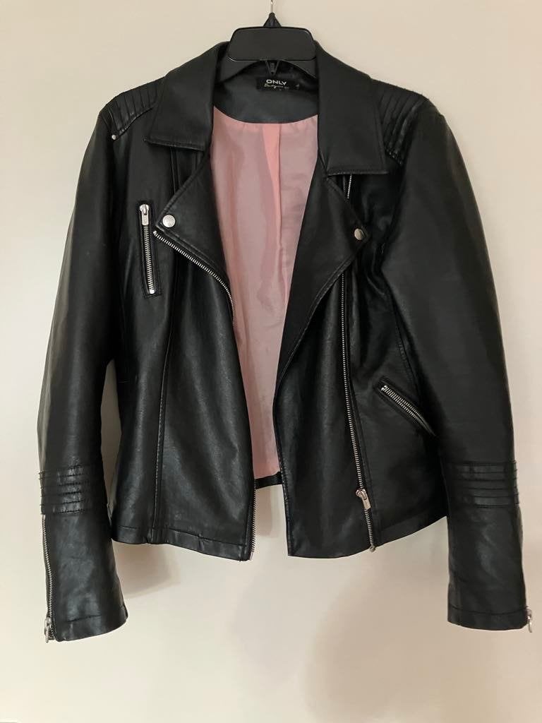 Leren zwarte jas bikerjack maat M van het merk Only, Maat 38/40 (M), Only, Zwart, Ophalen of Verzenden