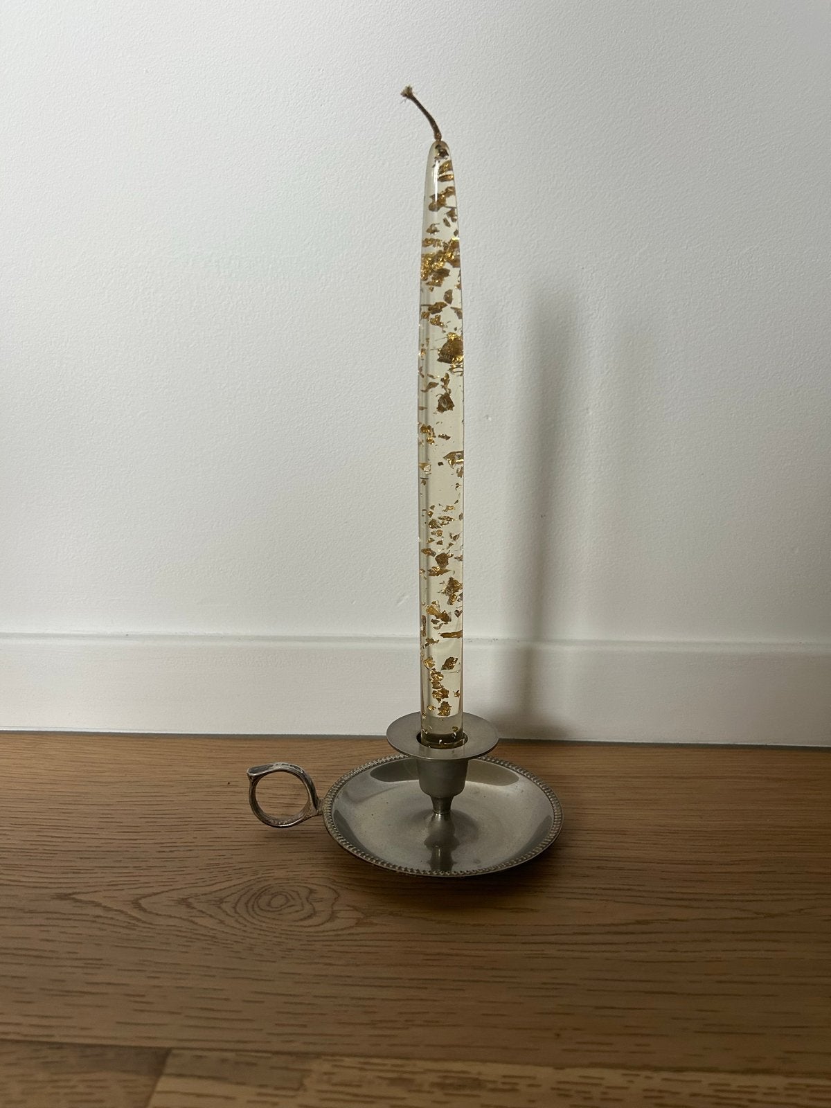 Vintage kandelaar met kaars / blaker, Antiek en Kunst, Ophalen of Verzenden, Overige materialen