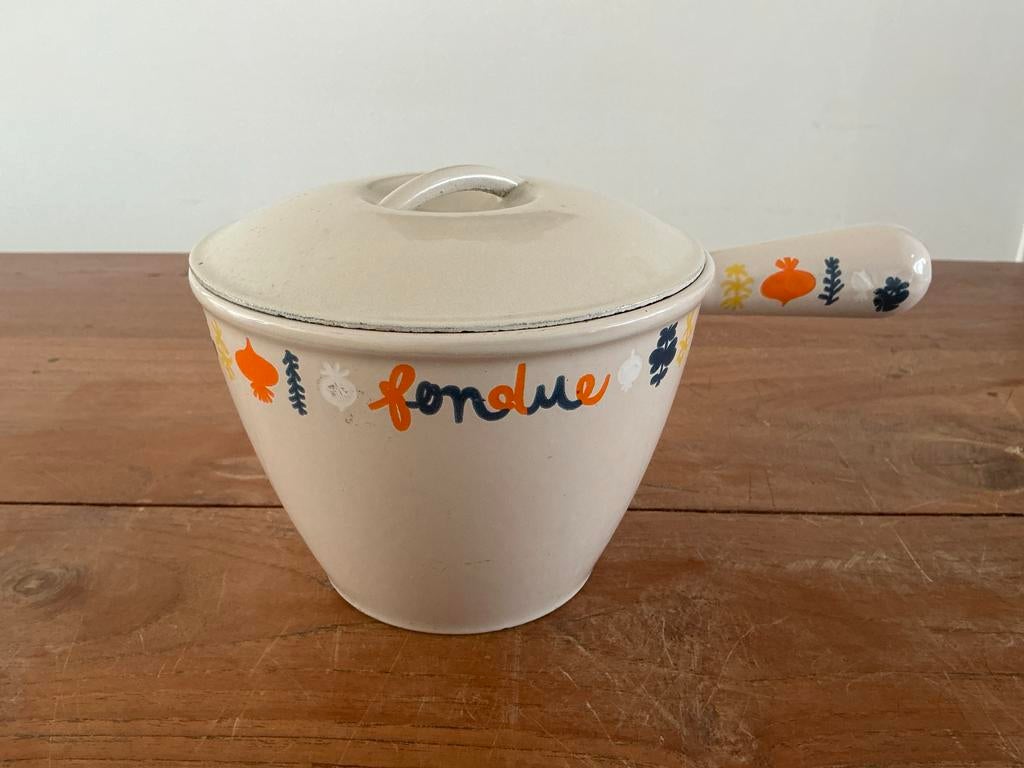 Le Creuset Gietijzeren Steelpan/Fonduepan - Nieuwstaat, Le Creuset, Overige typen, Nieuw, Ophalen of Verzenden
