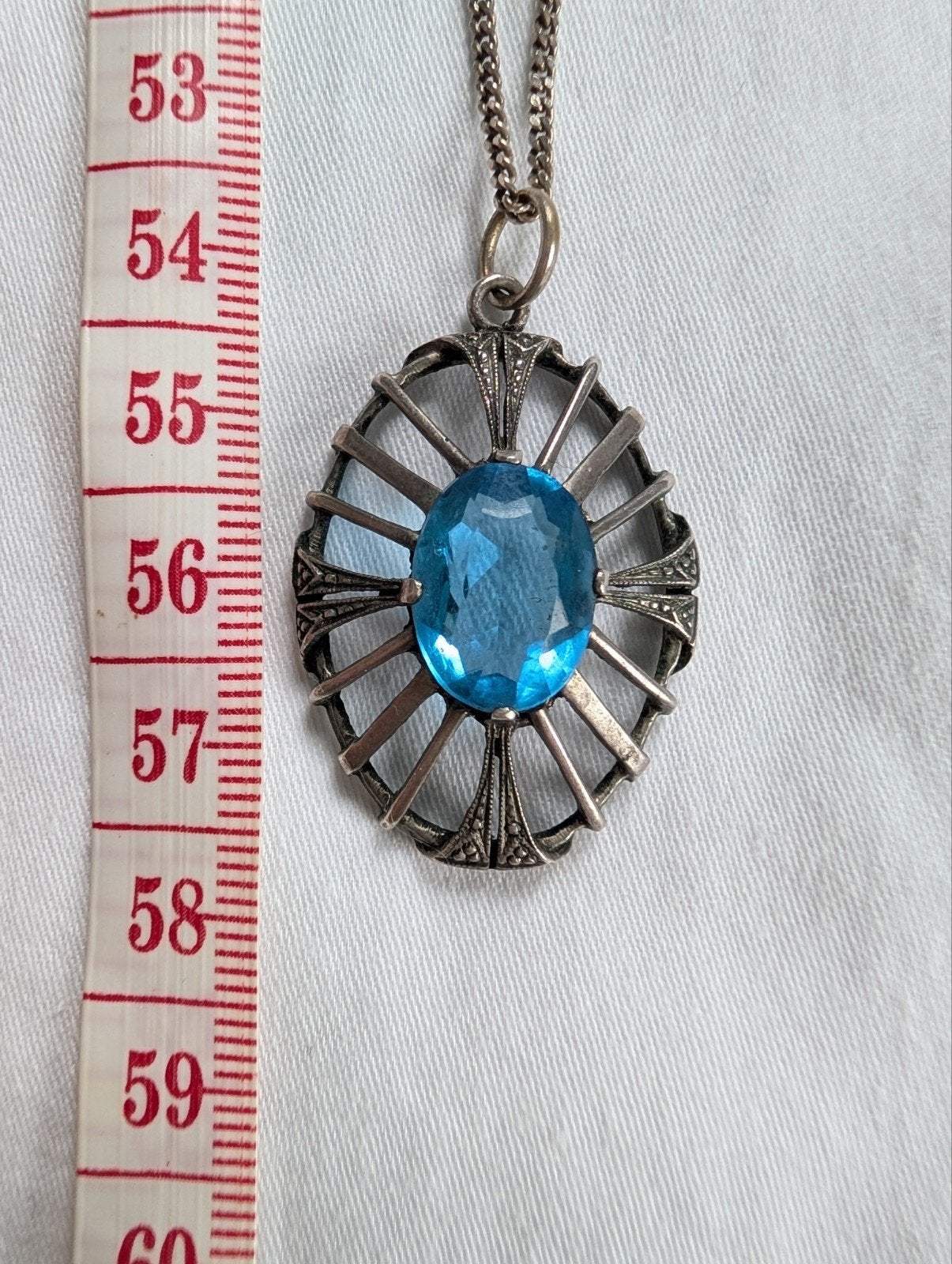 Antieke zilveren hanger met ketting. 835 Zilver, Met kristal, Gebruikt, Ophalen of Verzenden, Zilver