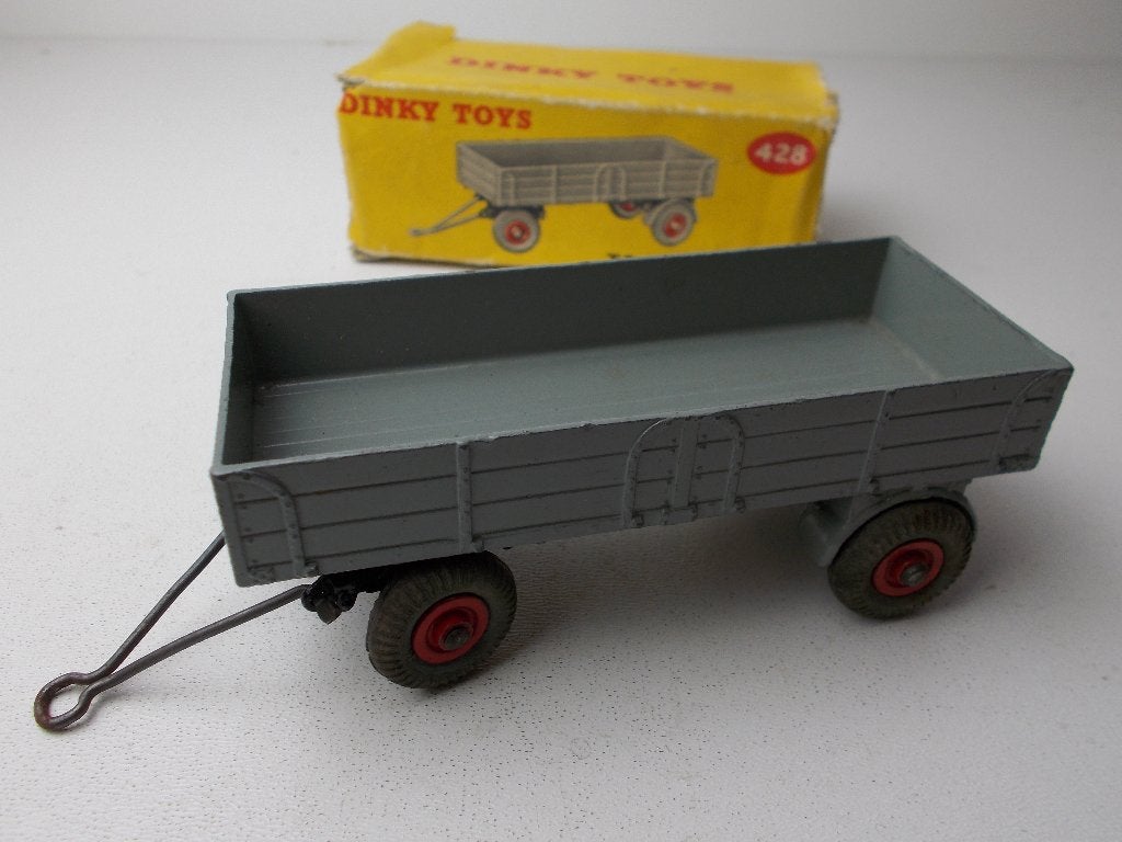 1955 Dinky Toys 428 LARGE TRAILER I.z.g.st. + DOOSJE!, Ophalen of Verzenden, Zo goed als nieuw, Bus of Vrachtwagen, Dinky Toys