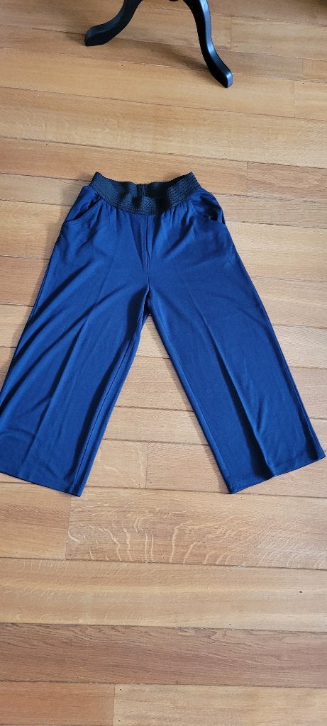 BRANDTEX wijde palazzo 7/8 broek maat S zgan, Blauw, Ophalen of Verzenden, Zo goed als nieuw, Driekwart