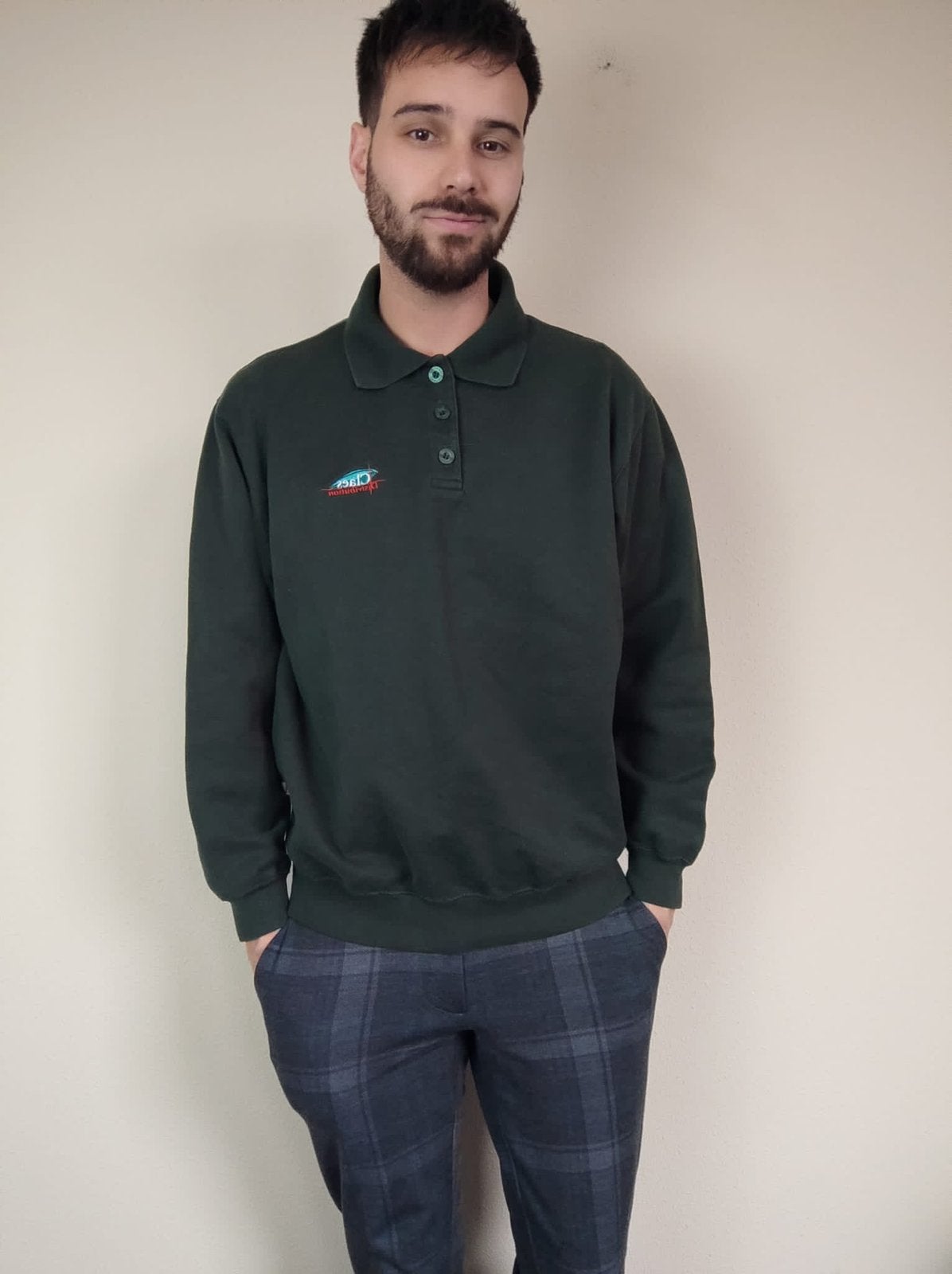 Vintage trui / jumper / pullover - groen - S/small, Hgv, Hgv, Ophalen of Verzenden, Gedragen