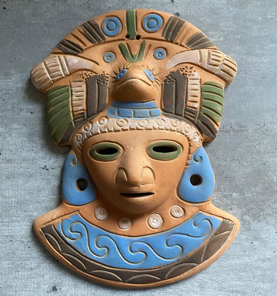 Terracotta wandmasker Vintage, Maya, Azteken, 27 x 19,5 cm, Antiek en Kunst, Ophalen of Verzenden