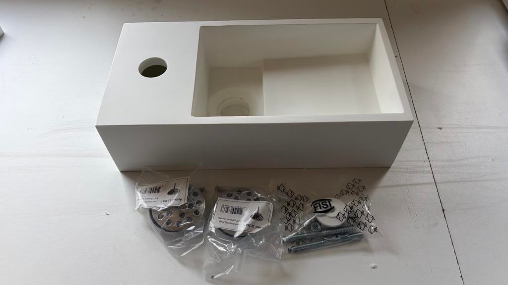 Toilet wasbak/wc fontein mat wit met rvs kraan en rvs sifon, Doe-het-zelf en Verbouw, Sanitair, Ophalen, Nieuw, Rvs, Kraan