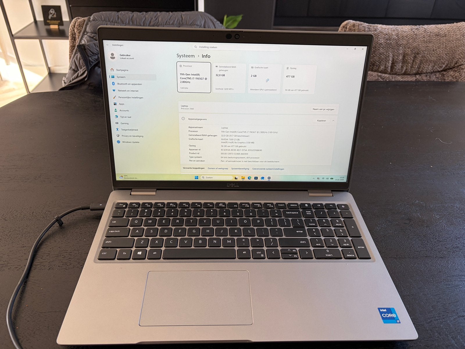 Dell Precision 3560 -  I7-1165G7 - Nvidia T500 - 32GB, 15 inch, 32 GB of meer, Texas, Ophalen of Verzenden