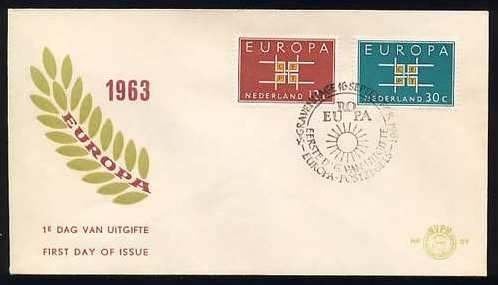 Nederland FDC E59 Zonder Adres, Europazegels 1963, Postzegels en Munten, Postzegels | Eerstedagenveloppen, Ophalen of Verzenden