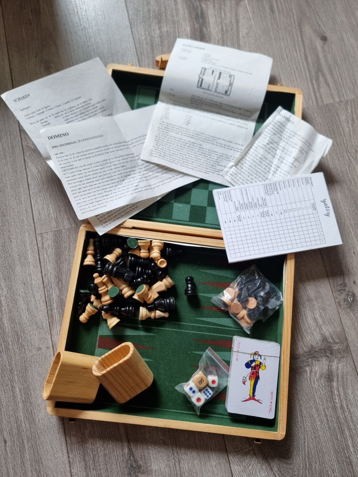 Game set 6 in 1, hout koffer, Nieuw (JM5), Ophalen of Verzenden, Nieuw