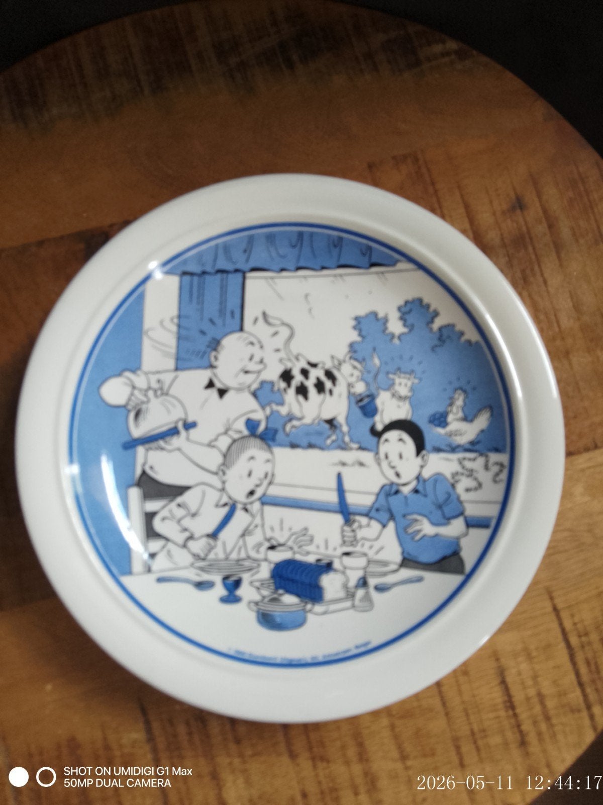 Ontbijtborden Suske en Wiske 4 stuks blauw, Ophalen of Verzenden, Suske en Wiske, Zo goed als nieuw, Gebruiksvoorwerp