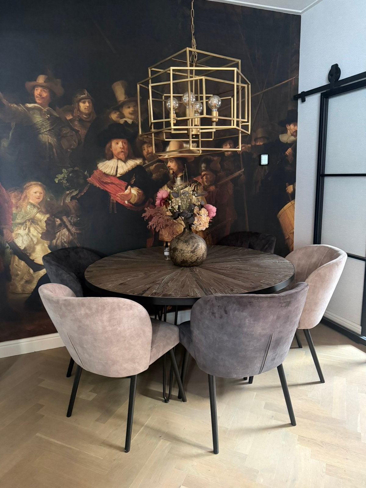 Ronde eettafel Riviera Maison 140cm, Huis en Inrichting, Tafels | Eettafels, Zo goed als nieuw, 100 tot 150 cm, Rond, Metaal, Ophalen
