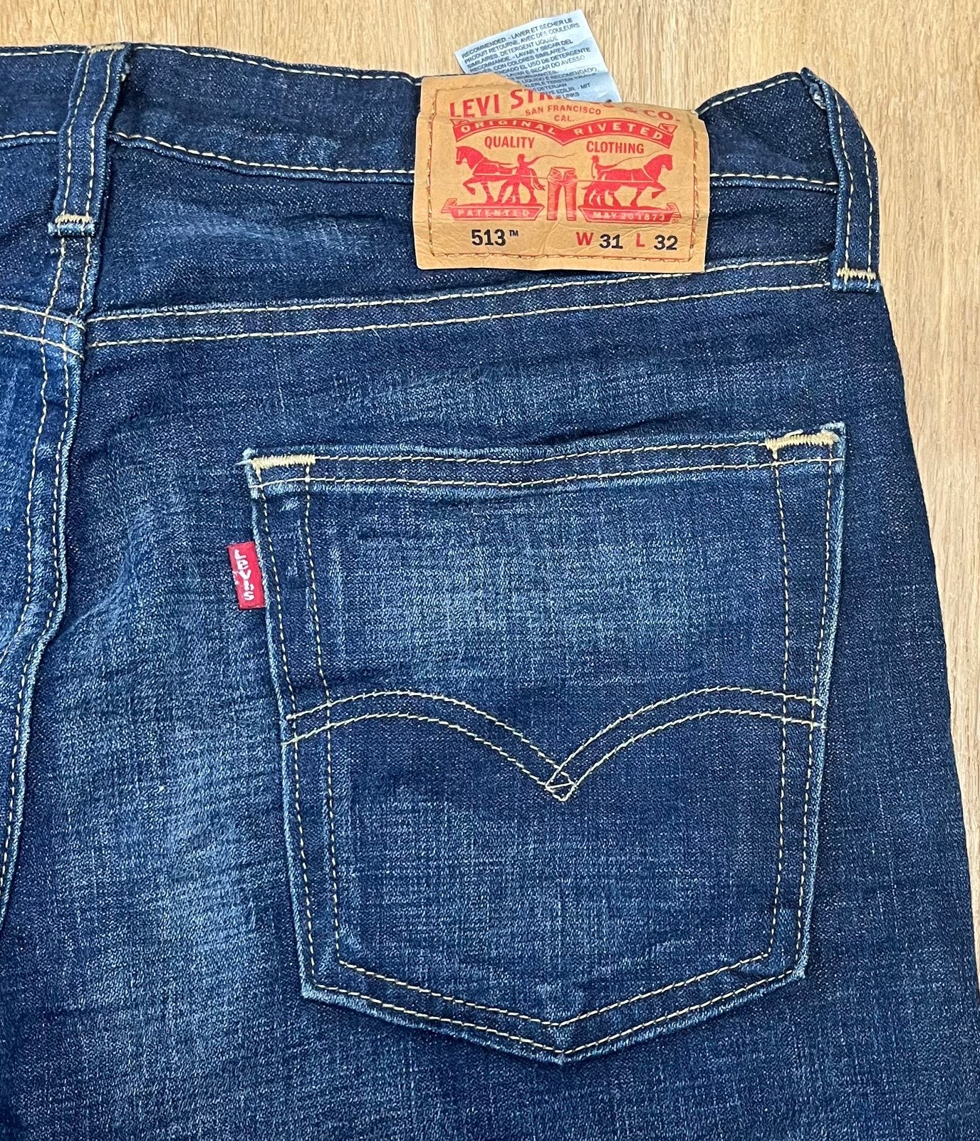 Levi’s 512 slim straight jeans marineblauw - Maat W31 L32, Ophalen of Verzenden, Zo goed als nieuw, Blauw, W32 (confectie 46) of kleiner