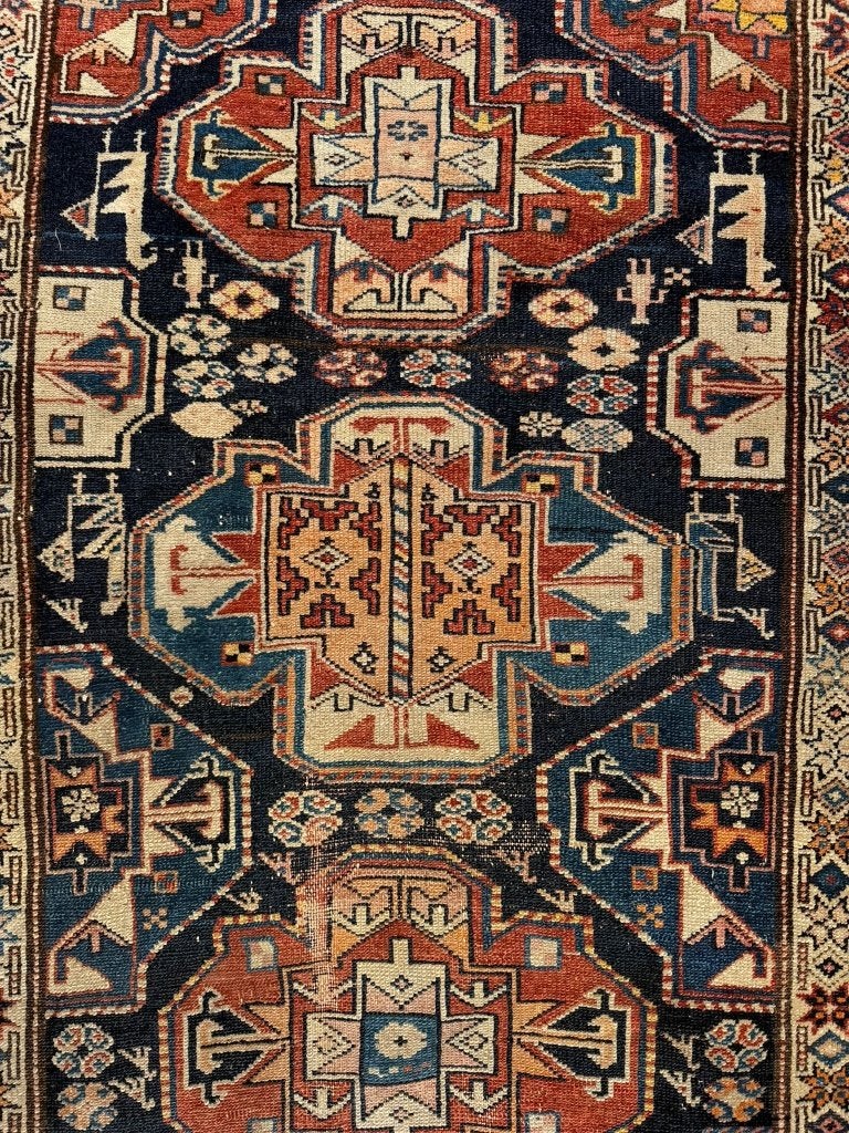 Antieke Azerbeidzjaanse loper Tapijt – 340 x 117 cm, Gebruikt, 100 tot 150 cm, Wol, Ophalen of Verzenden