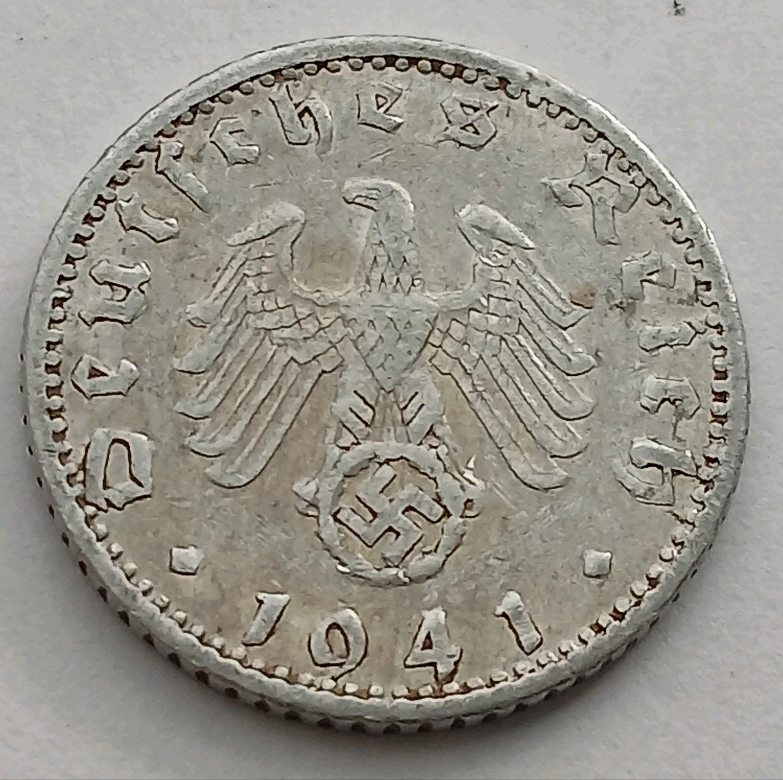 50 Reichspfennig 1941 Nazi Duitsland Oude Munt WO2 Swastika, Ophalen of Verzenden, Overige soorten, Duitsland, Overige typen