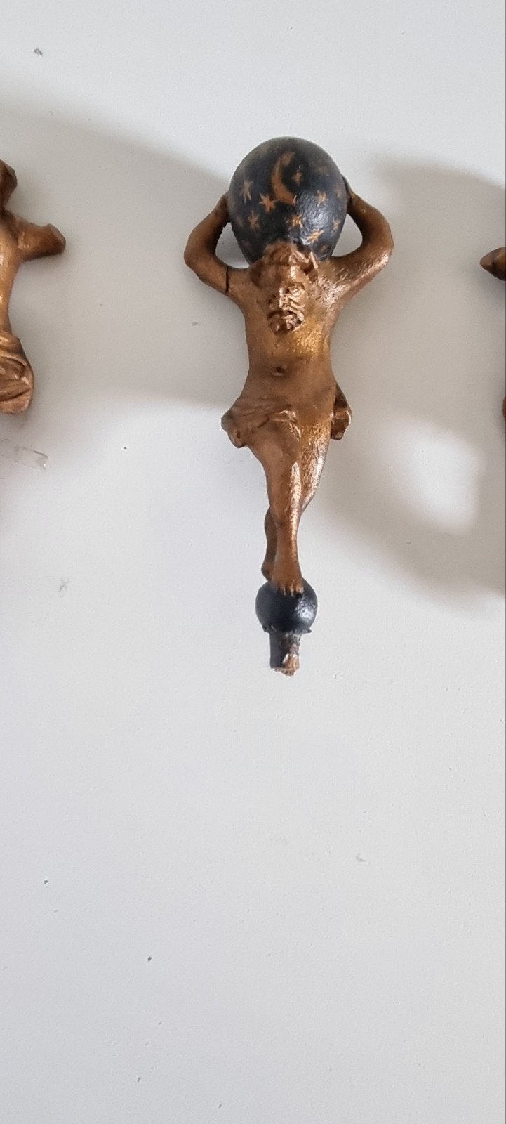 3 antieke houten poppen notaris klokje armpjes afgebroken, Ophalen of Verzenden