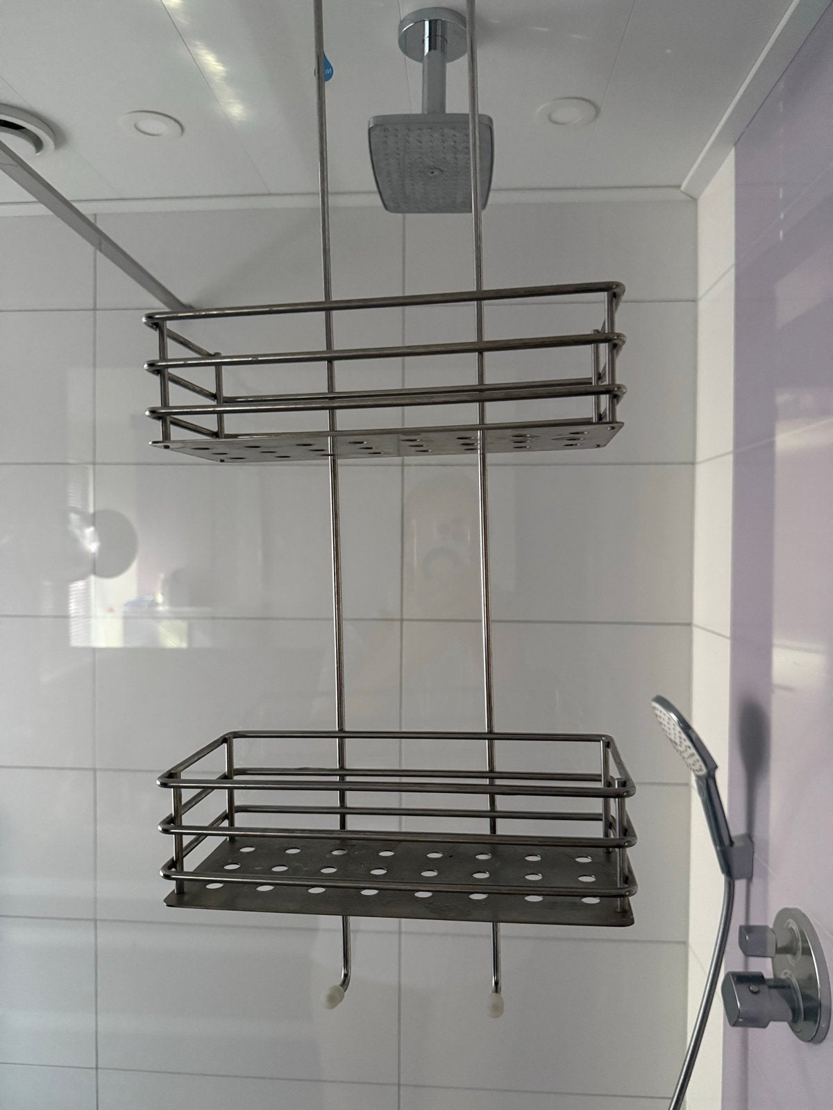Modern RVS Doucherek - 2 Laags Hangend Douchemandje, Ophalen of Verzenden, Nieuw, Zilver, Douche-accessoire