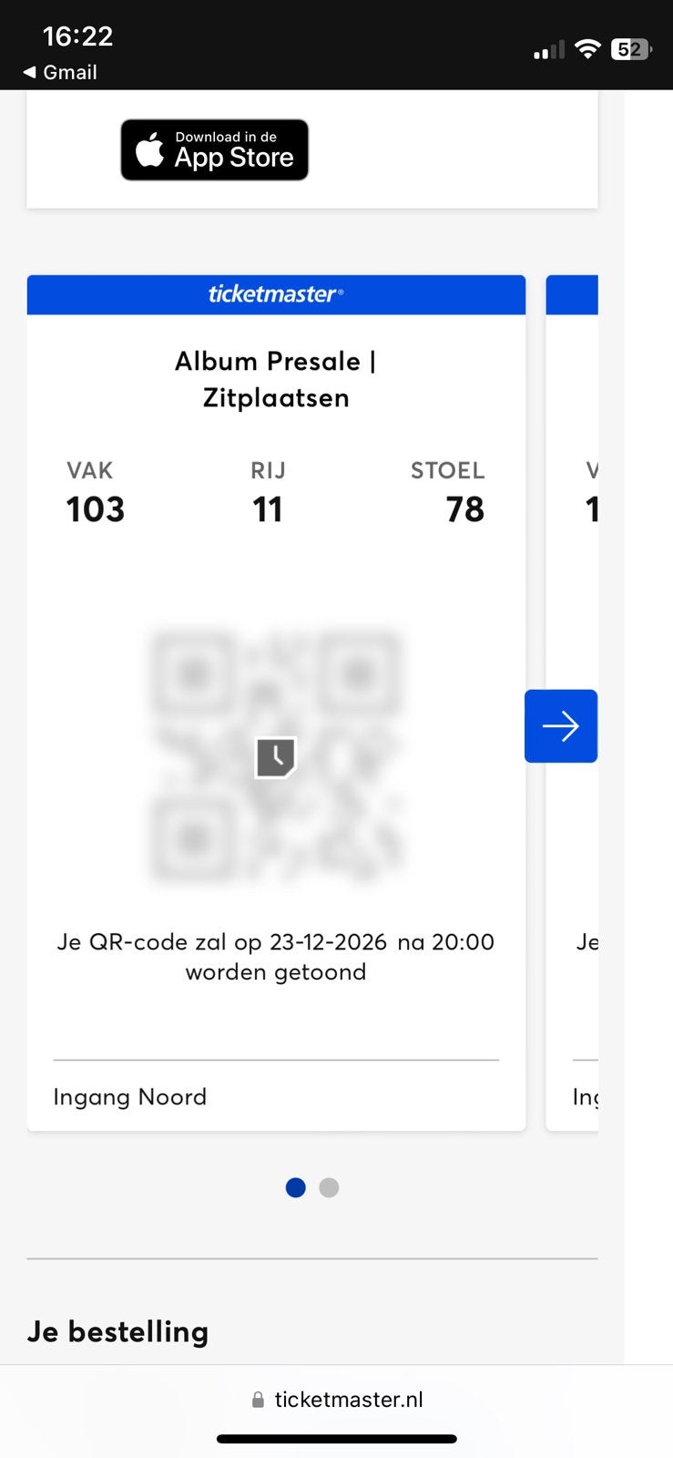 Olivia rodrigo ticket zitplek!!, Eén persoon, Maart